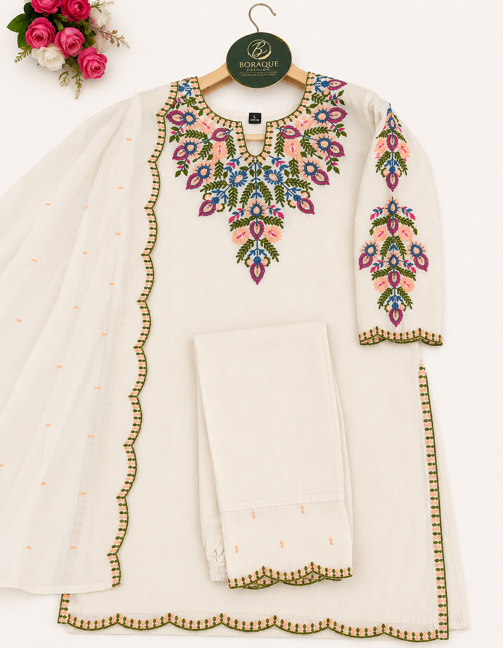 Off white Embroided suit